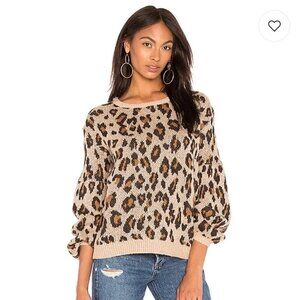Amuse Society Sweater Women Small Cheetah Print Balloon Sleeve Go Wild Revolve